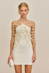 OLIVIANA KNIT DRESS - OFF WHITE