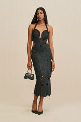 LEILA CROCHET DRESS - BLACK