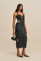 LEILA CROCHET DRESS - BLACK