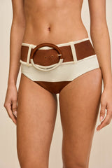 TAREK BIKINI BOTTOM - LARGE SADDLE STRIPE