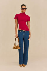 ANNEMIE KNIT TOP - MERLOT