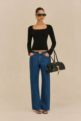 JEAN KNIT TOP - BLACK