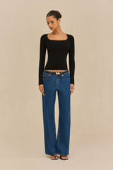 JEAN KNIT TOP - BLACK