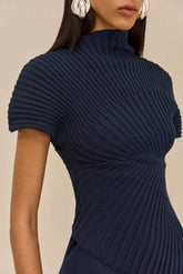 ANNEMIE KNIT TOP - DEEP LAKE