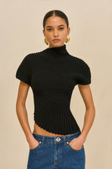 ANNEMIE KNIT TOP - BLACK