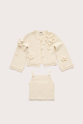 KIDS DAHLIE CARDIGAN SET - OFF WHITE