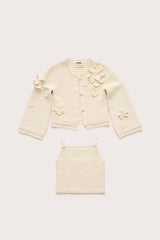 KIDS DAHLIE CARDIGAN SET - OFF WHITE