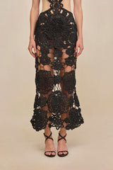 ACCALIA CROCHET GOWN - BLACK