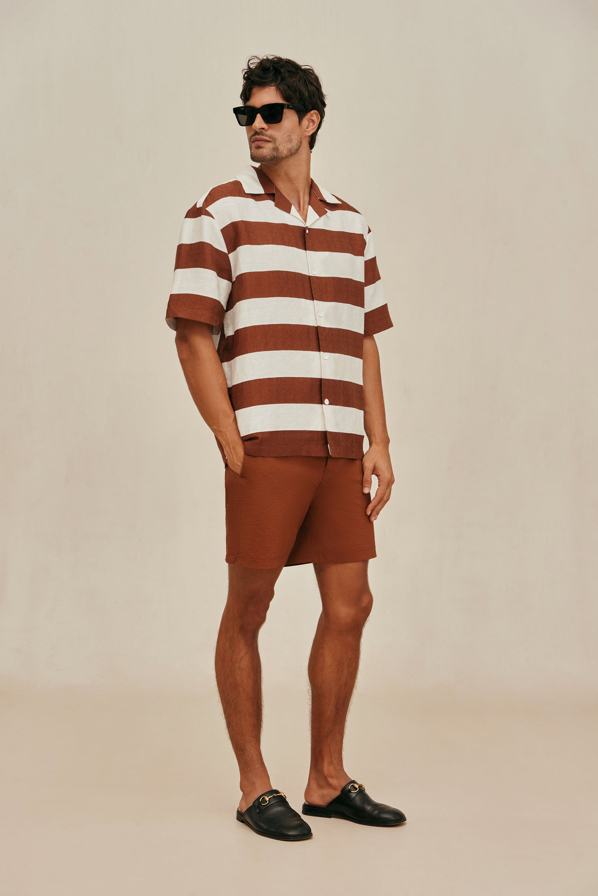 LEONARDO SHIRT - LARGE SADDLE STRIPE