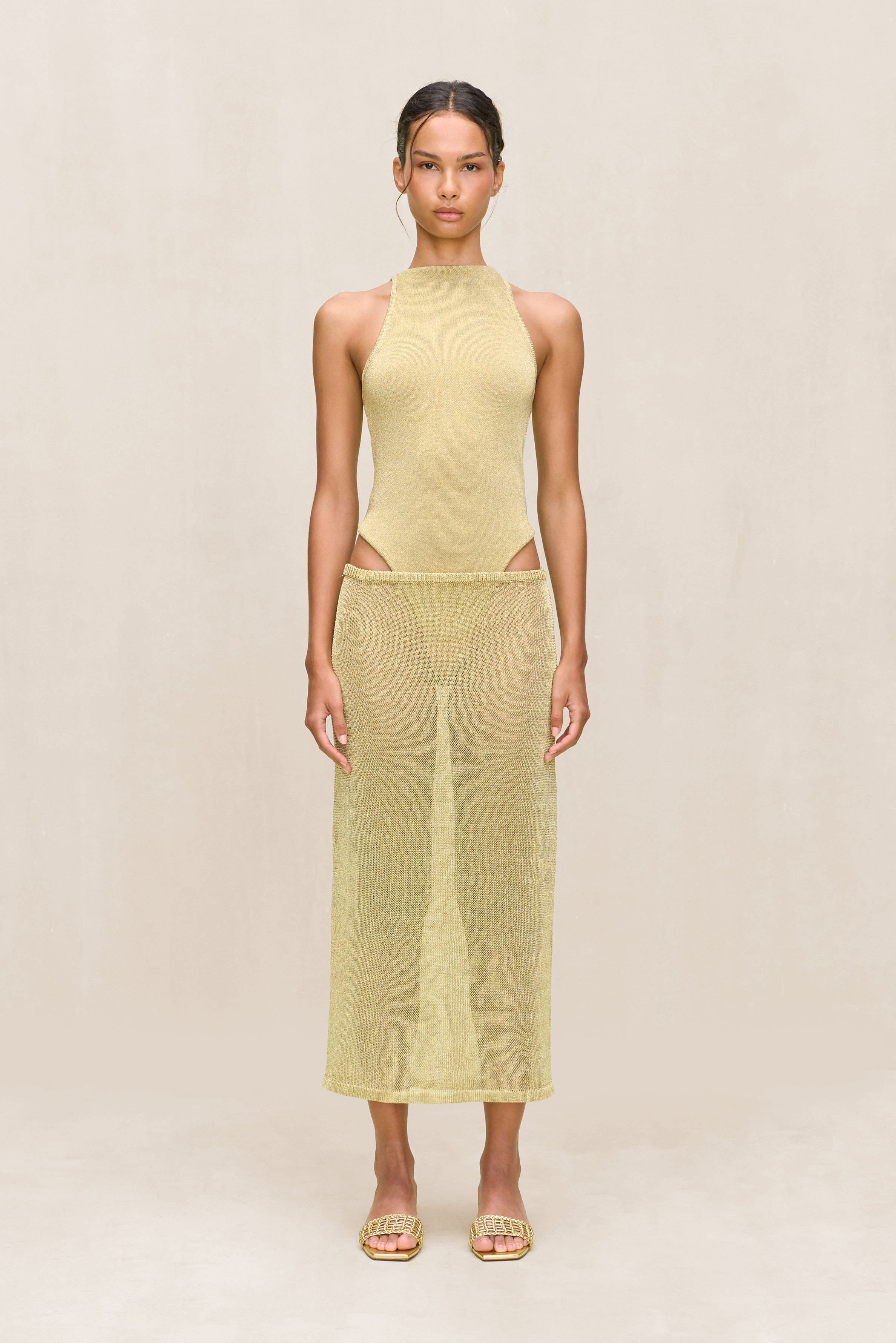 CASSIUS KNIT BODYSUIT - GOLD