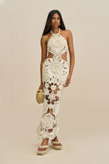 ACCALIA CROCHET GOWN - OFF WHITE