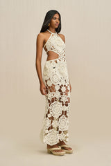 ACCALIA CROCHET GOWN - OFF WHITE