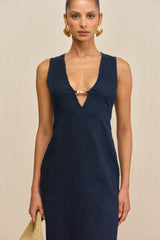 NORMA DRESS - DEEP LAKE