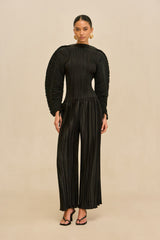 STACIE PANT - BLACK PLISSÉ