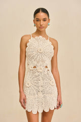 SAMELIA CROCHET DRESS - OFF WHITE