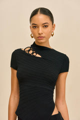 NESSI KNIT TOP - BLACK