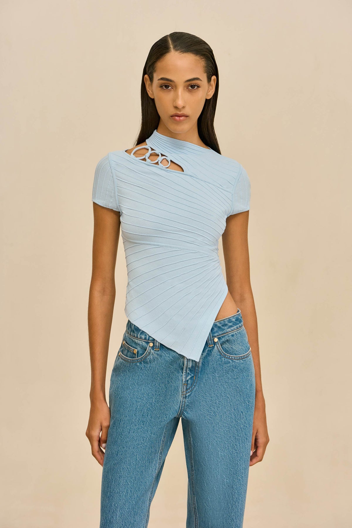 NESSI KNIT TOP - COASTAL
