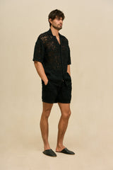 BOHOL CROCHET SHIRT - BLACK