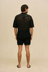 BOHOL CROCHET SHIRT - BLACK