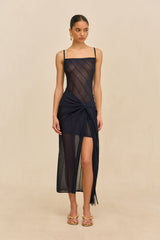 KORSA KNIT DRESS - DEEP LAKE
