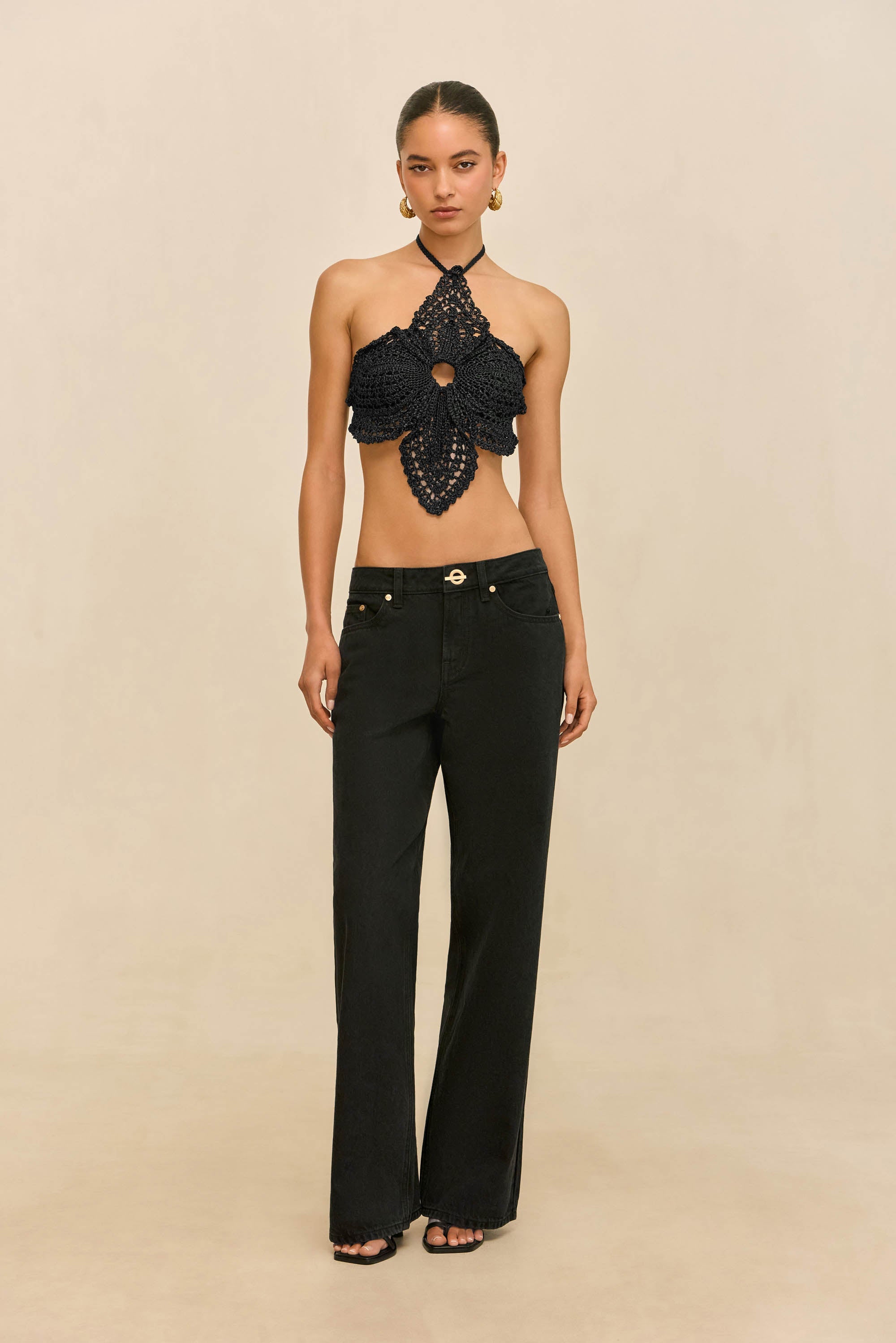 DARLENA CROCHET TOP - BLACK