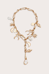 ASTRID CHARM NECKLACE - BRUSHED BRASS