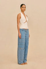 WYNN LOW RISE DENIM PANT - STONE WASH
