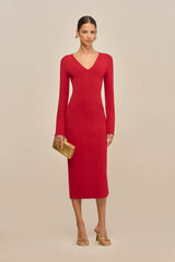 BOA KNIT DRESS - MERLOT