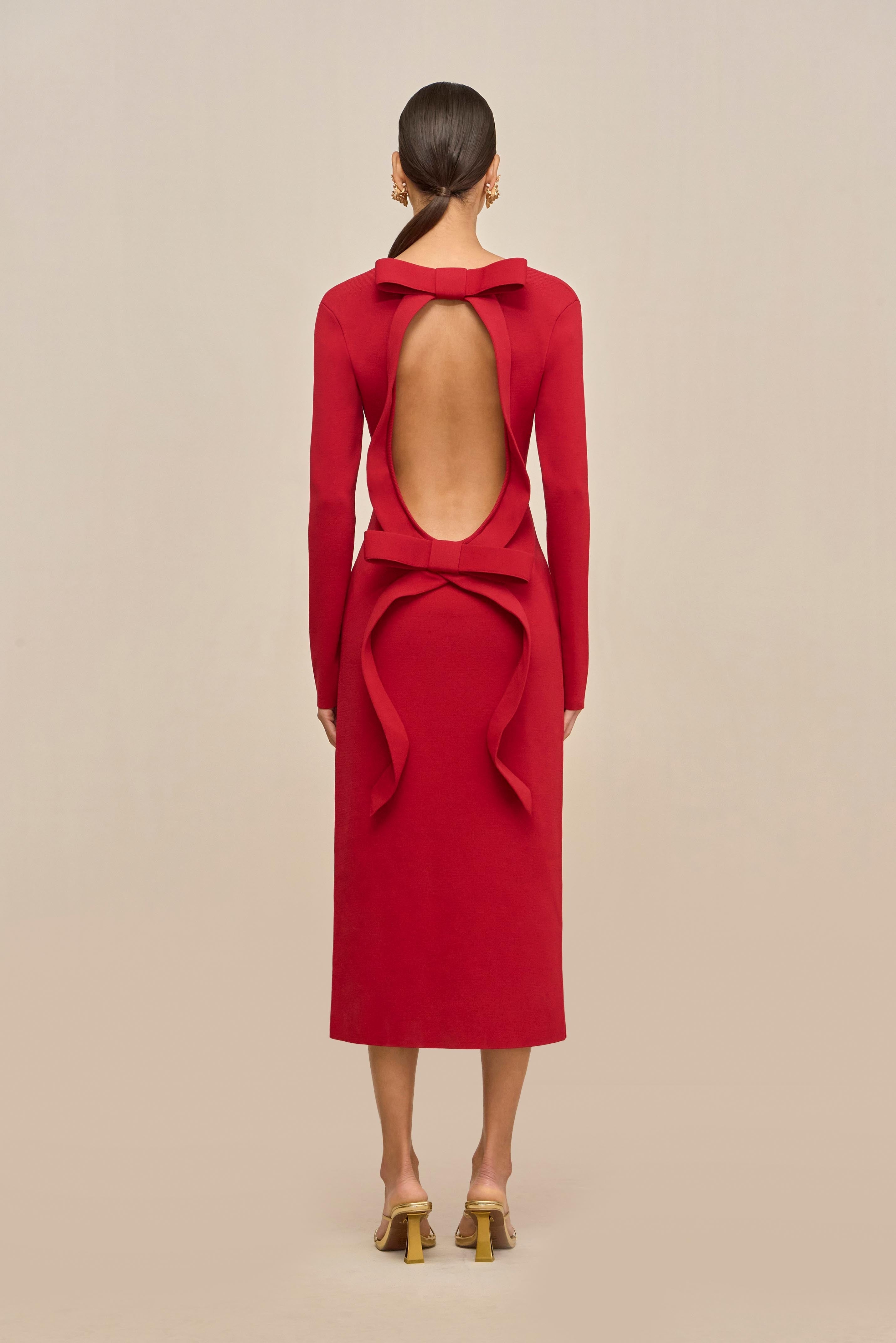 BOA KNIT DRESS - MERLOT