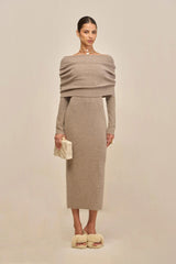 CARLINE KNIT DRESS - TOAST