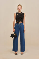 HARRINGTON CROCHET TOP - BLACK
